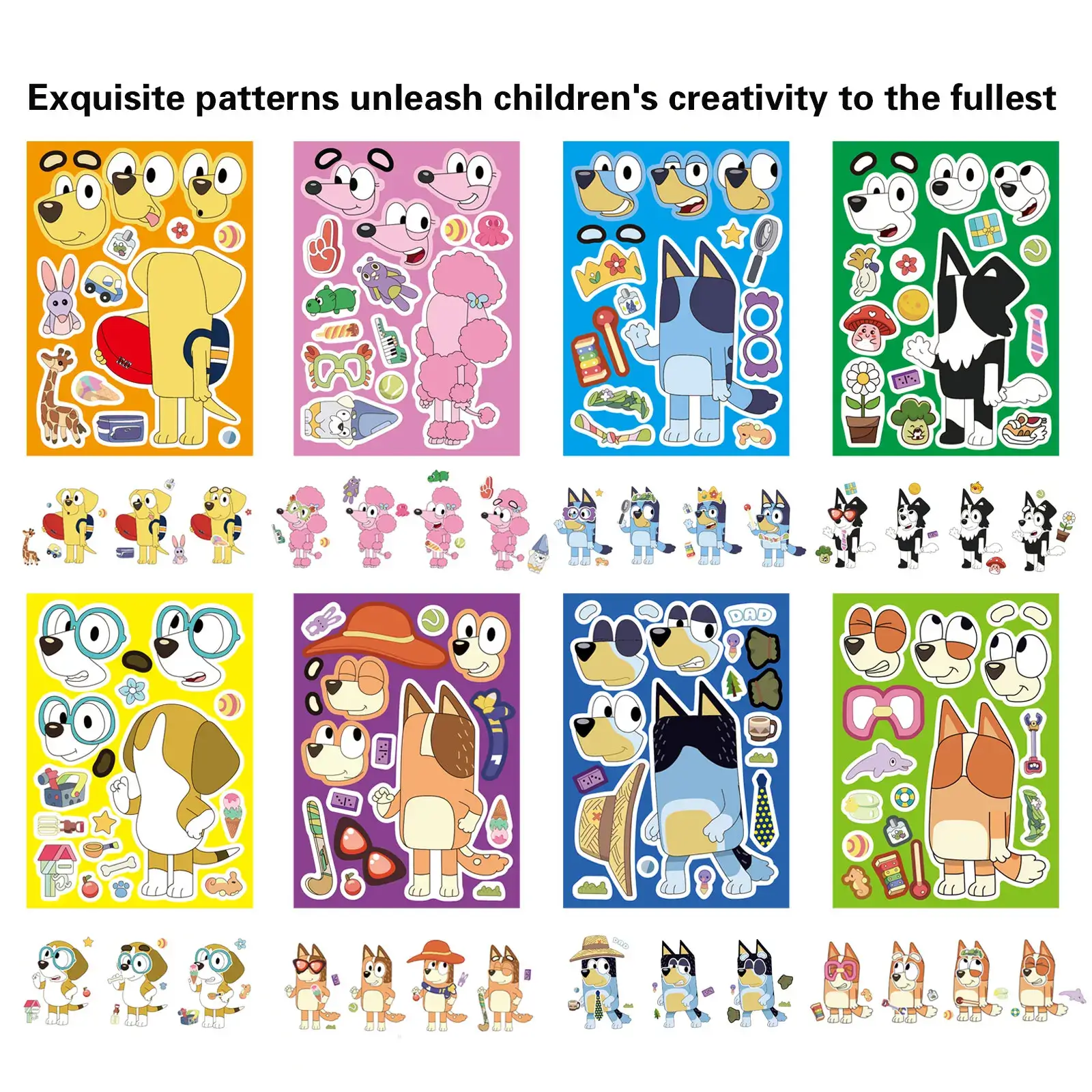 Blue Puppy Animation Family Cartoon Puzzle Stickers