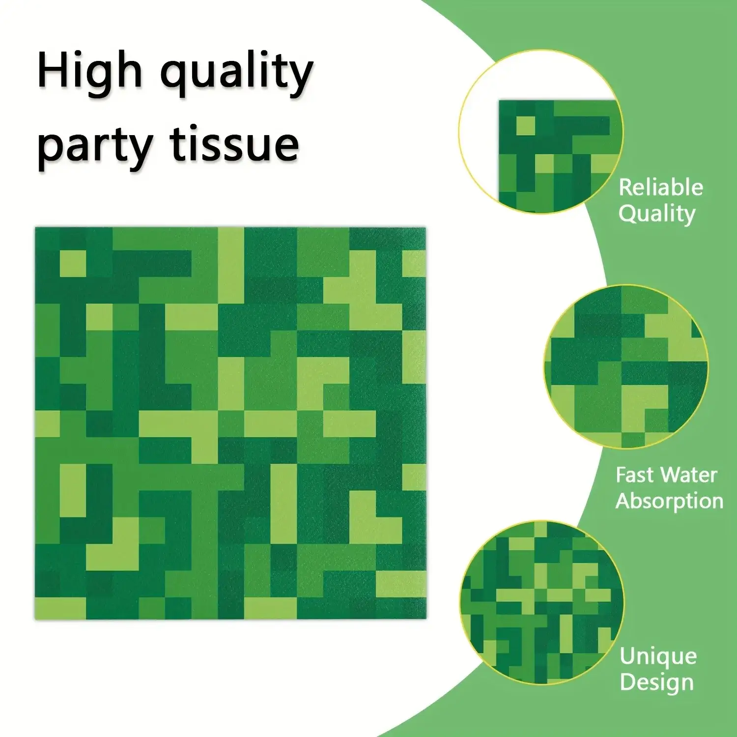 20pcs Pixel Miner Style Birthday Party Paper