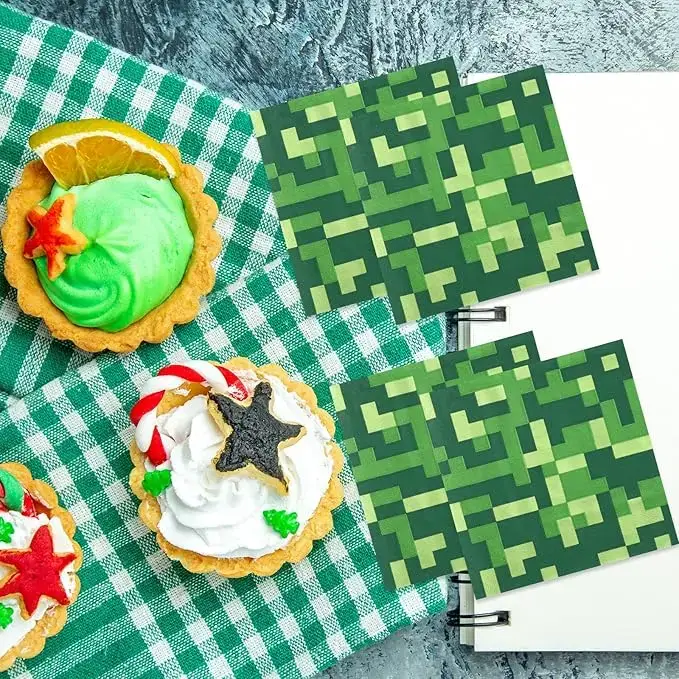 20pcs Pixel Miner Style Birthday Party Paper