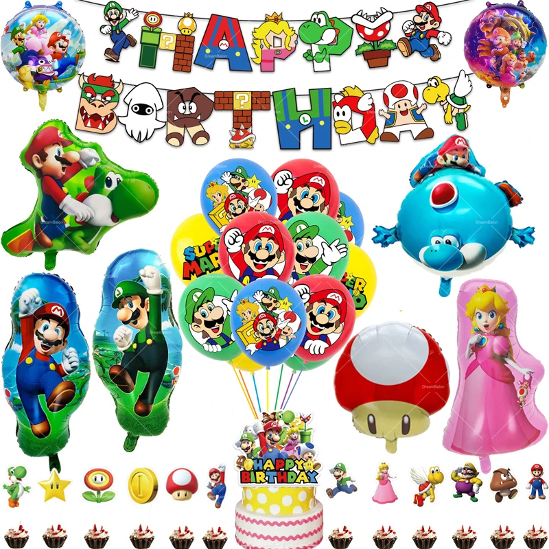 Mushroom Kingdom Balloons Birthday Banner Bros Lui