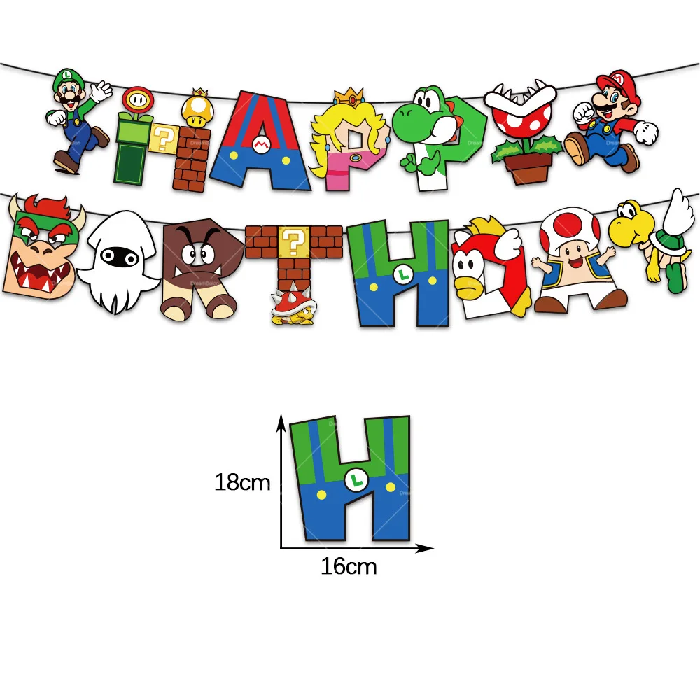 Mushroom Kingdom Balloons Birthday Banner Bros Lui
