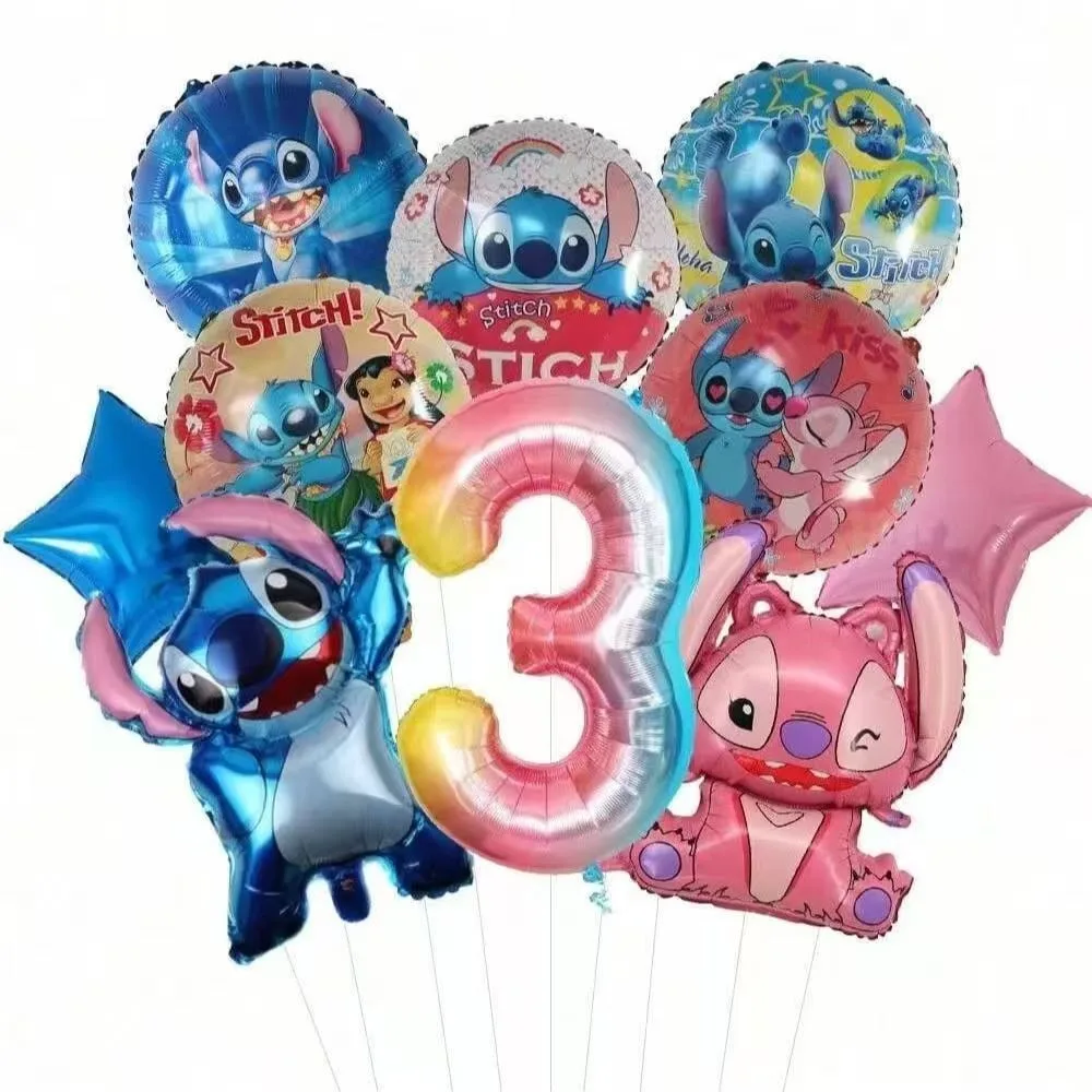 Blue Alien Stitch Birthday Number 1-9 Party Balloo
