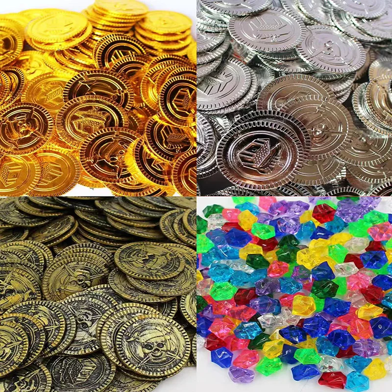 Pirate Treasure Chests Fake Gold Silver Copper Coi