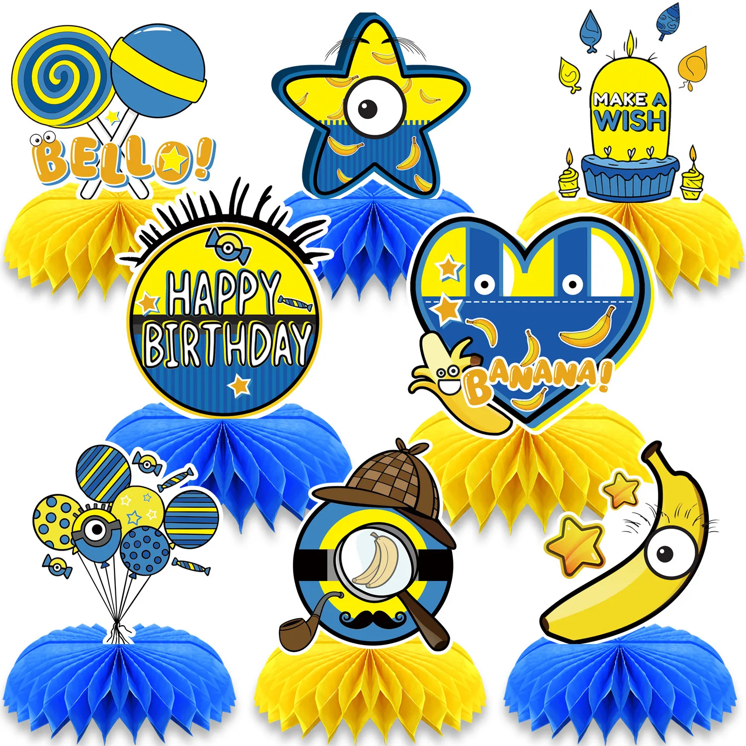 New 8pcs Set Minions Birthday Party Decorations Ki