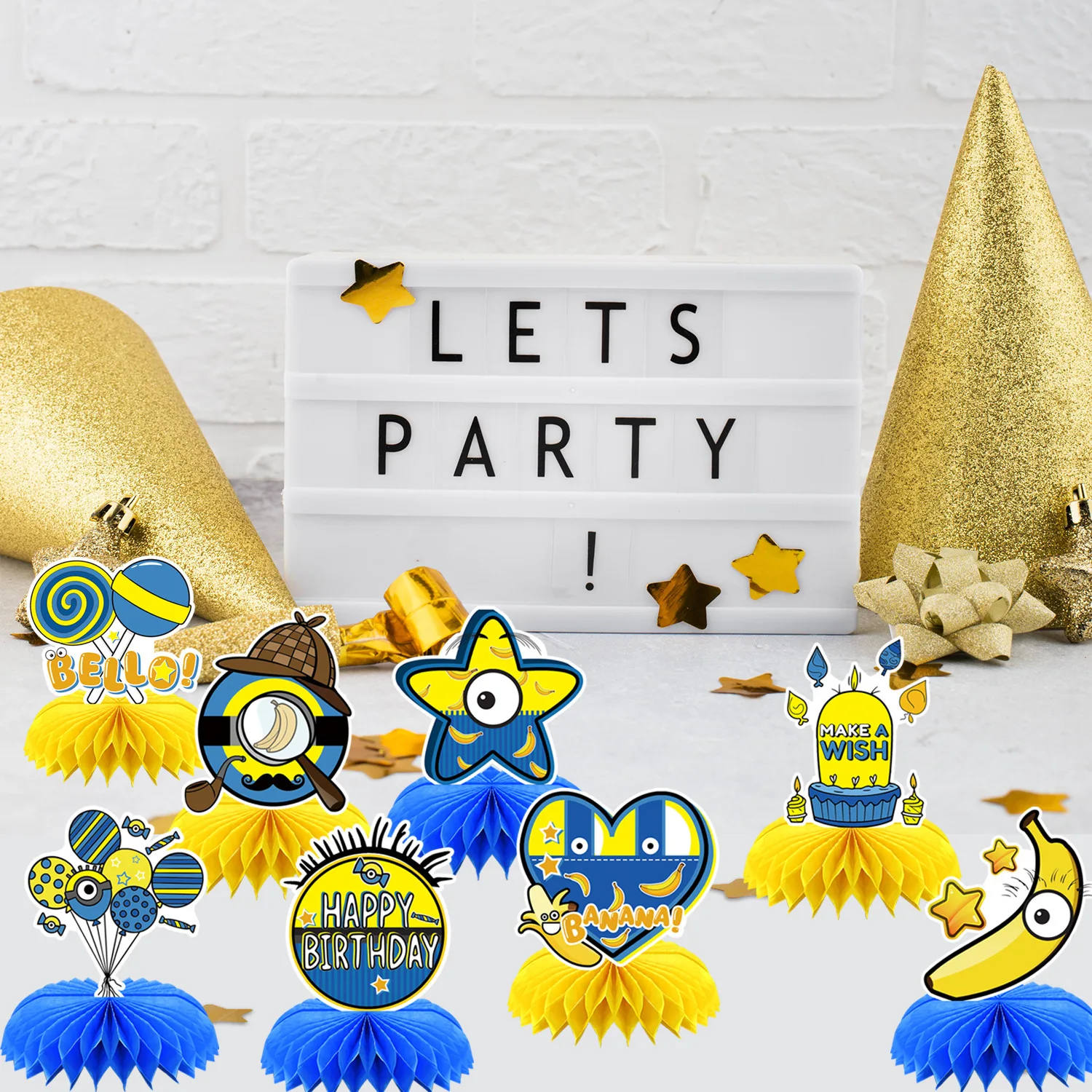 New 8pcs Set Minions Birthday Party Decorations Ki