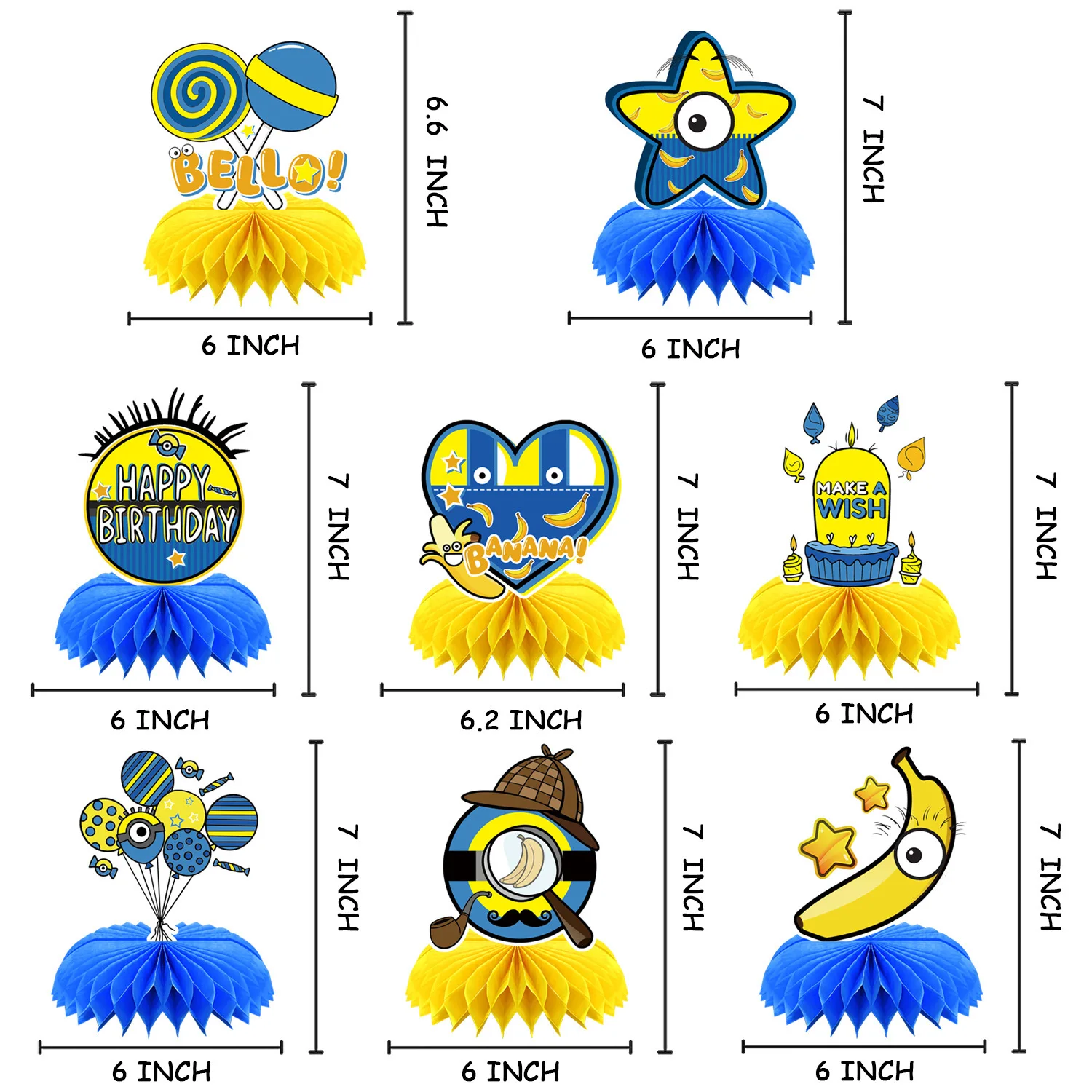 New 8pcs Set Minions Birthday Party Decorations Ki
