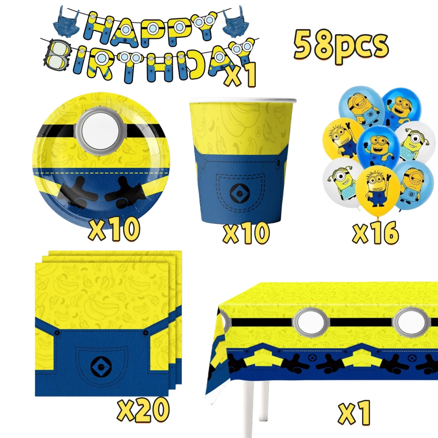 Cartoon M&Miniones Birthday Party Decoration Table