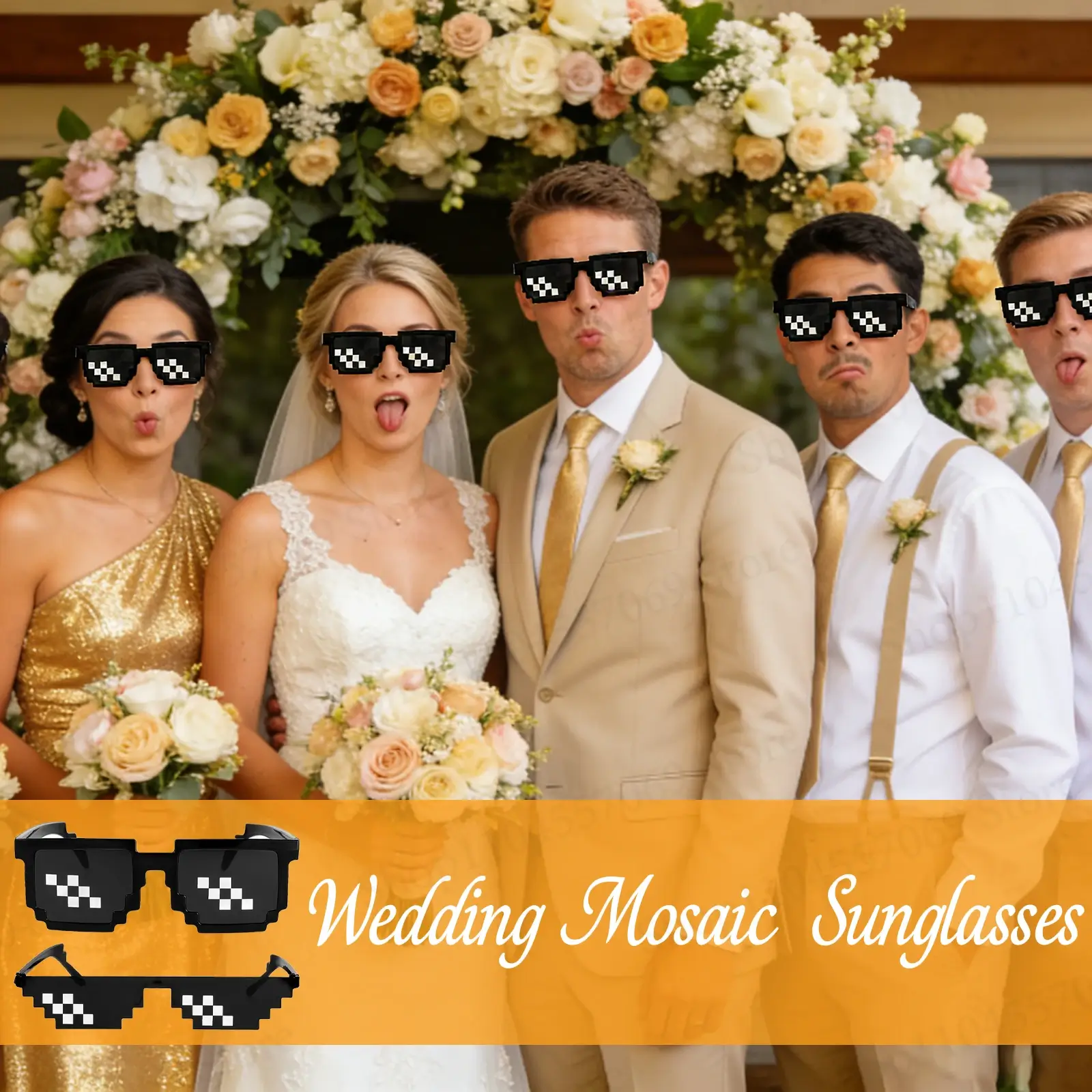 24-96Pcs Pixel Mosaic Sunglasses Thug Life Party S