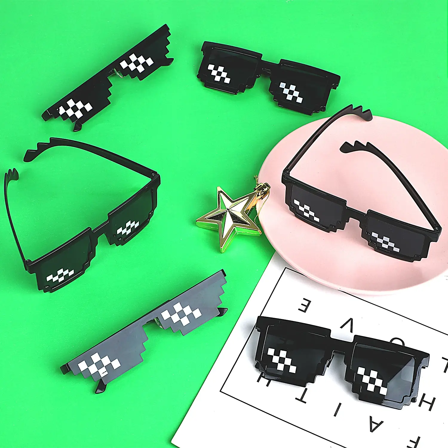 24-96Pcs Pixel Mosaic Sunglasses Thug Life Party S