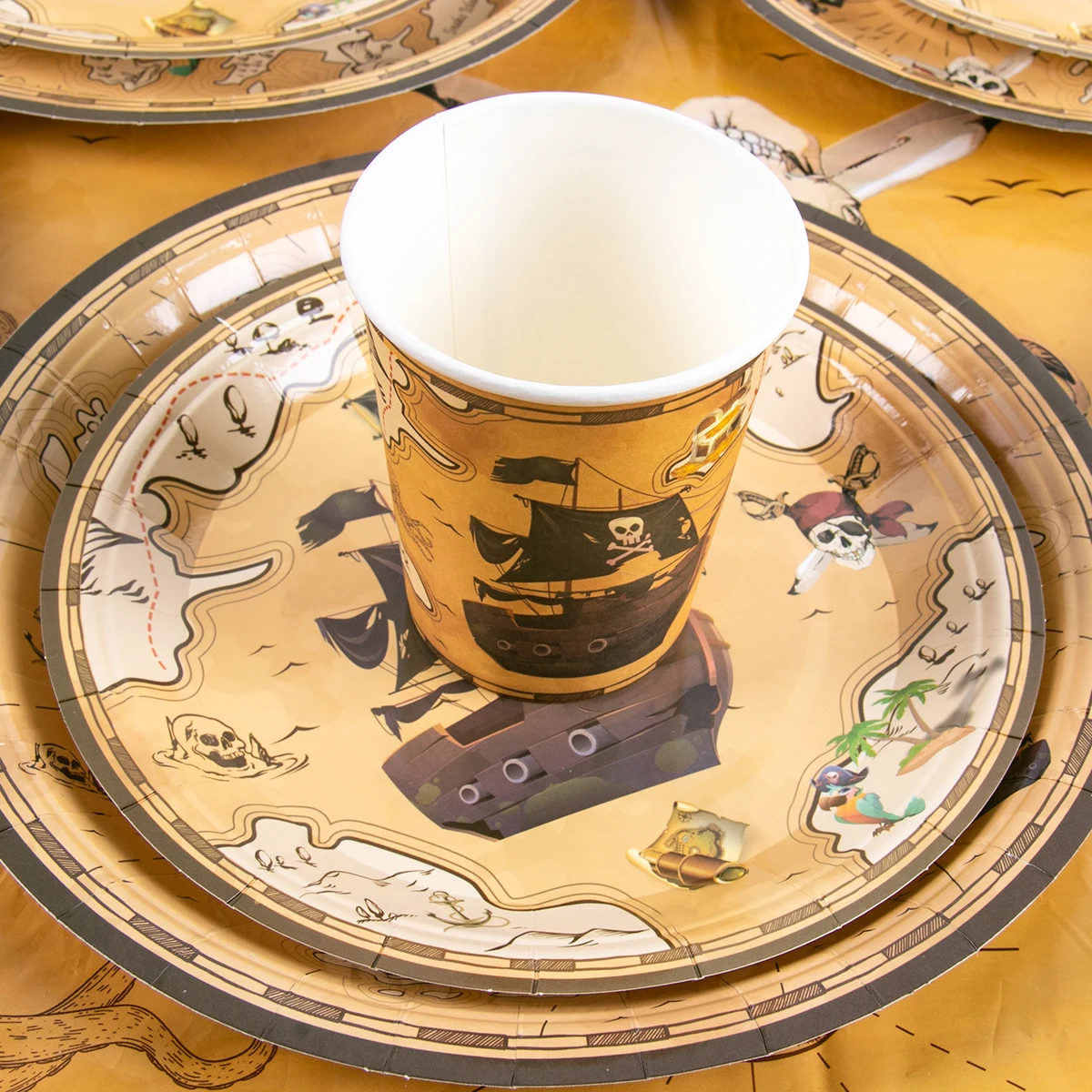 Pirate Theme Disposable Tableware Treasure Map Shi