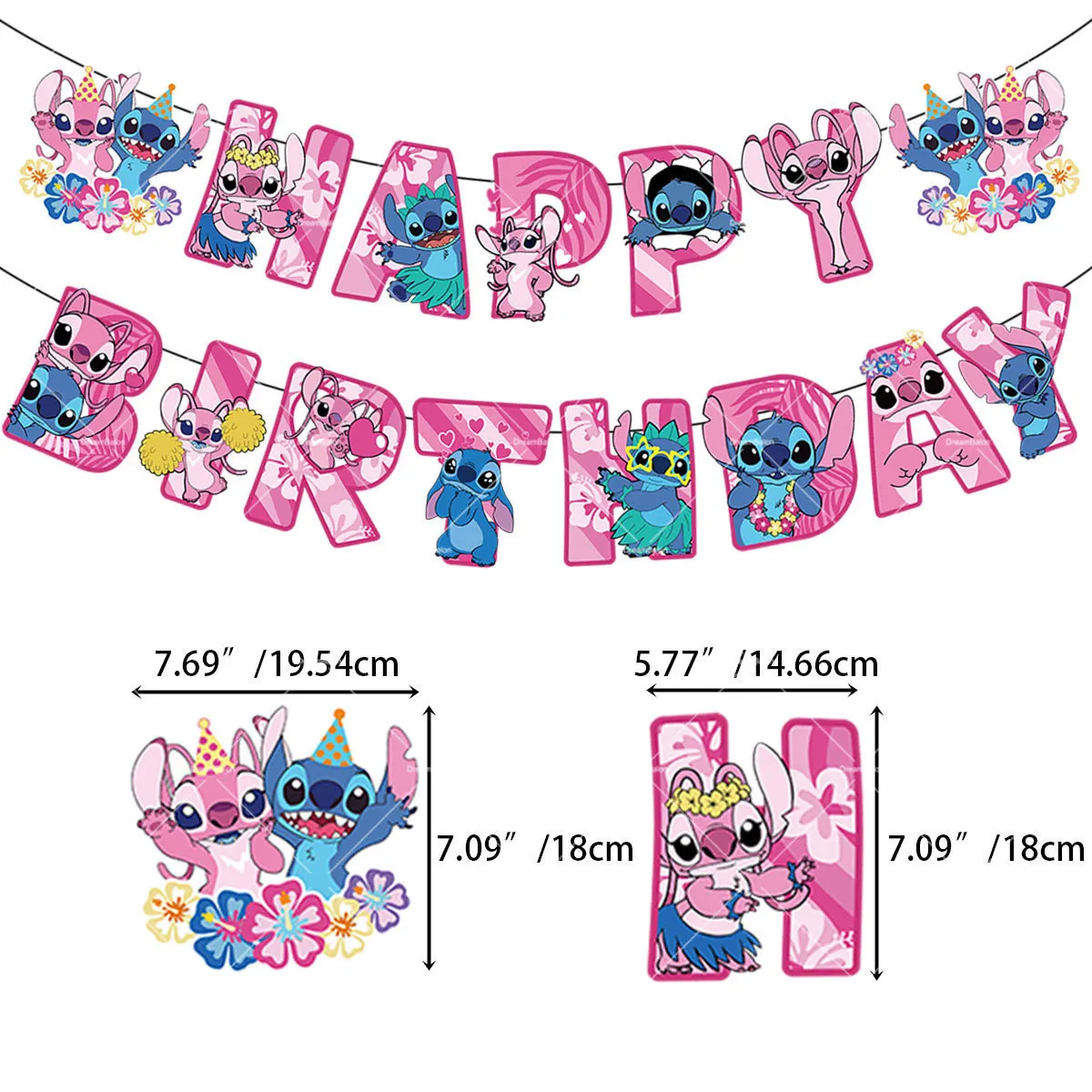 Lilo Stitch Balloons Blue Alien Pink Cartoon Birth