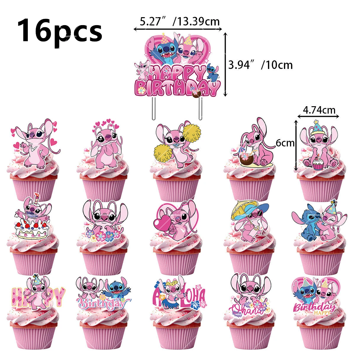 Lilo Stitch Balloons Blue Alien Pink Cartoon Birth