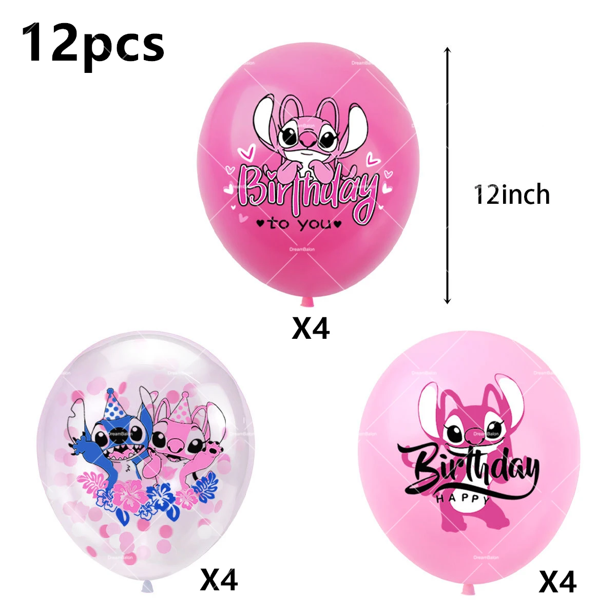 Lilo Stitch Balloons Blue Alien Pink Cartoon Birth