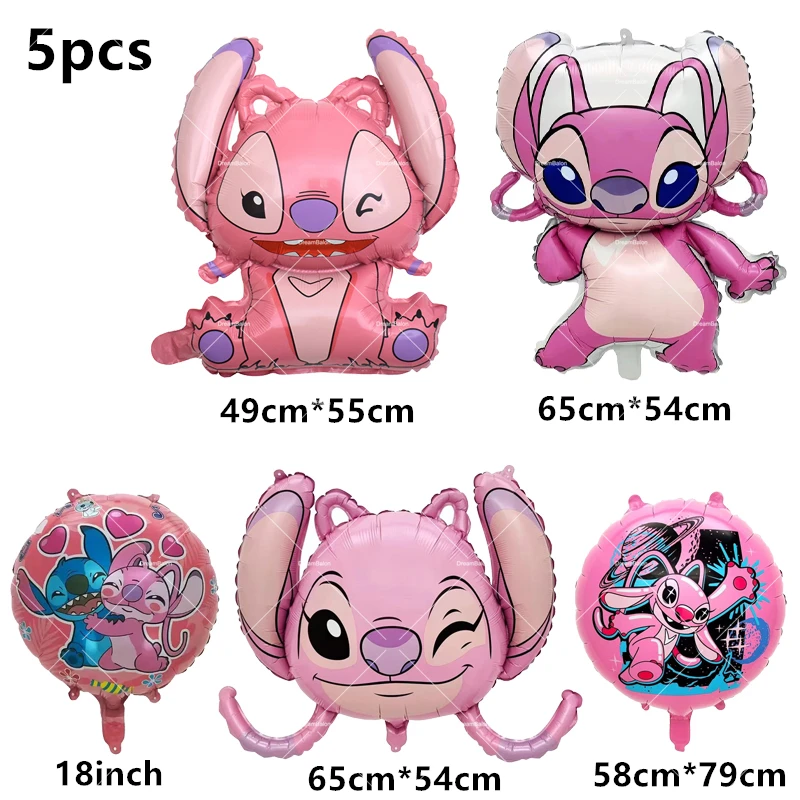 Lilo Stitch Balloons Blue Alien Pink Cartoon Birth
