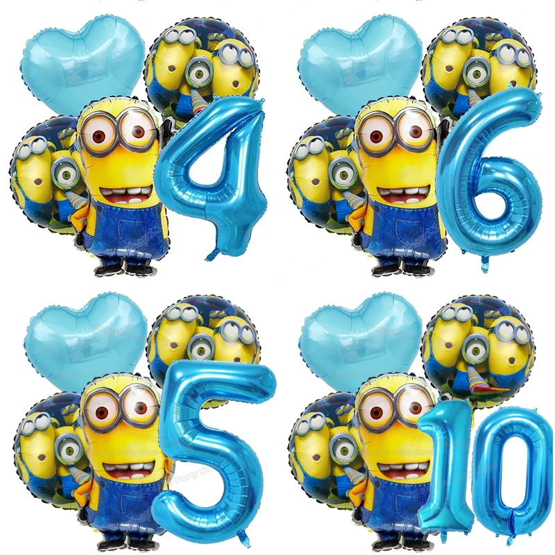 Cartoon Minions Number Balloons Set Children Birth