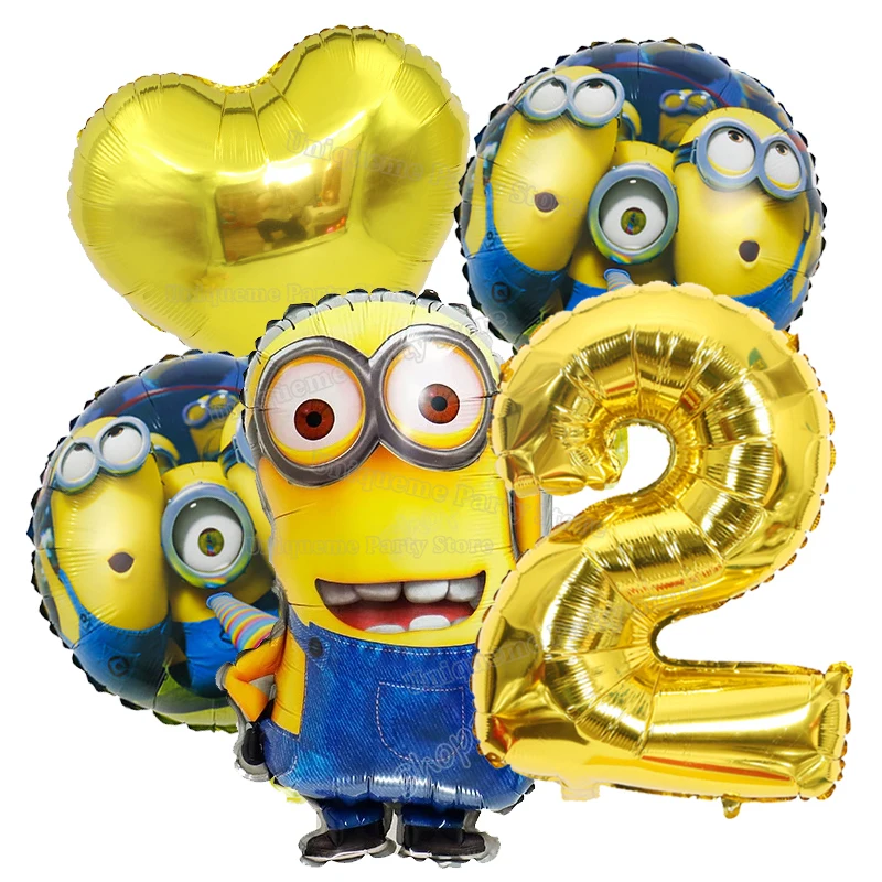 Cartoon Minions Number Balloons Set Children Birth