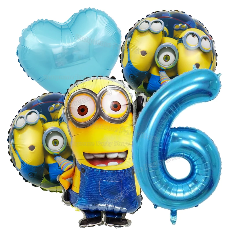 Cartoon Minions Number Balloons Set Children Birth