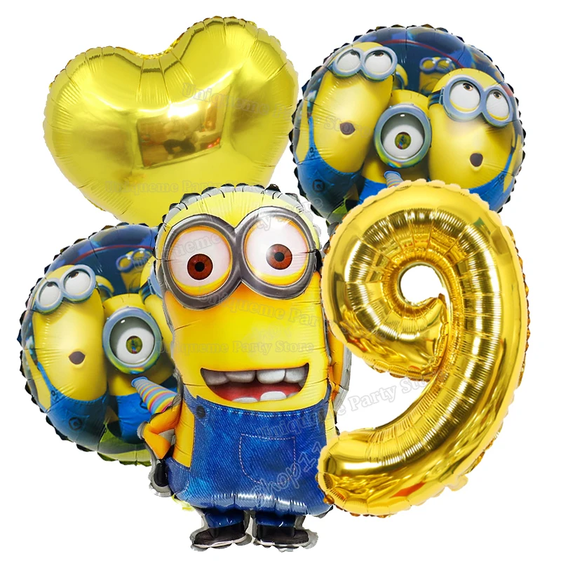 Cartoon Minions Number Balloons Set Children Birth